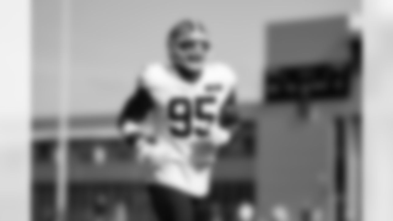 Defensive end Myles Garrett (95) during Day 7 of Training Camp at CrossCountry Mortgage Campus on July 30, 2025.