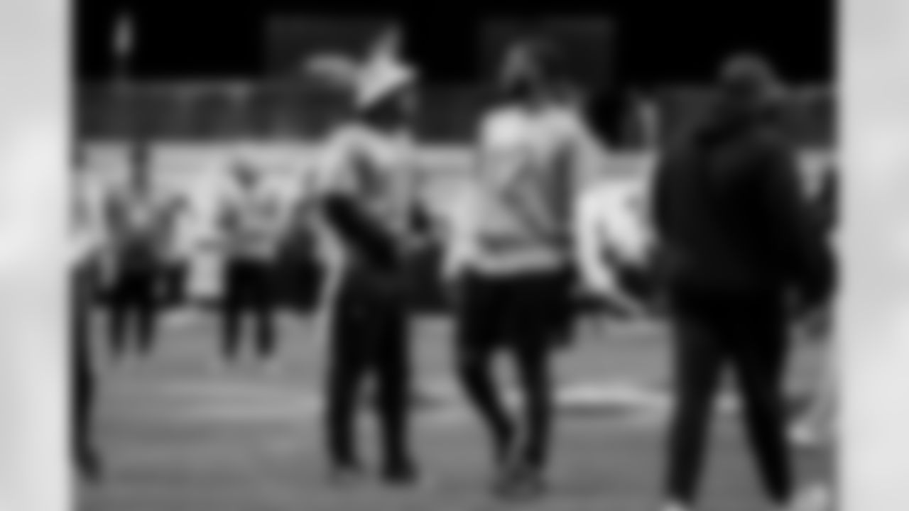 Colts Running back Jonathan Taylor (28) and Quarterback Shedeur Sanders (12) during the second AFC Pro Bowl Practice at the Moscone Center in San Francisco on February 2, 2026.