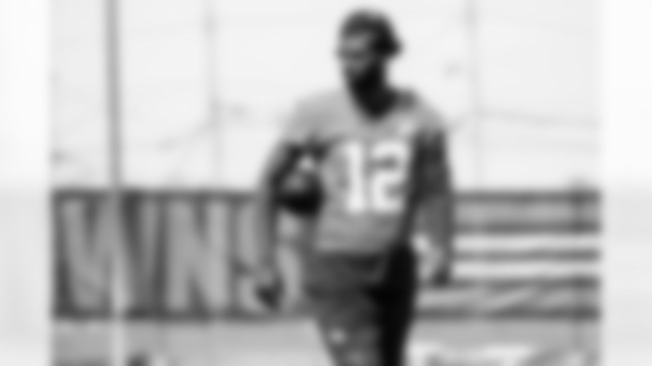 Quarterback Shedeur Sanders (12) during fieldwork in Phase II of the offseason at CrossCountry Mortgage Campus on May 12, 2025.