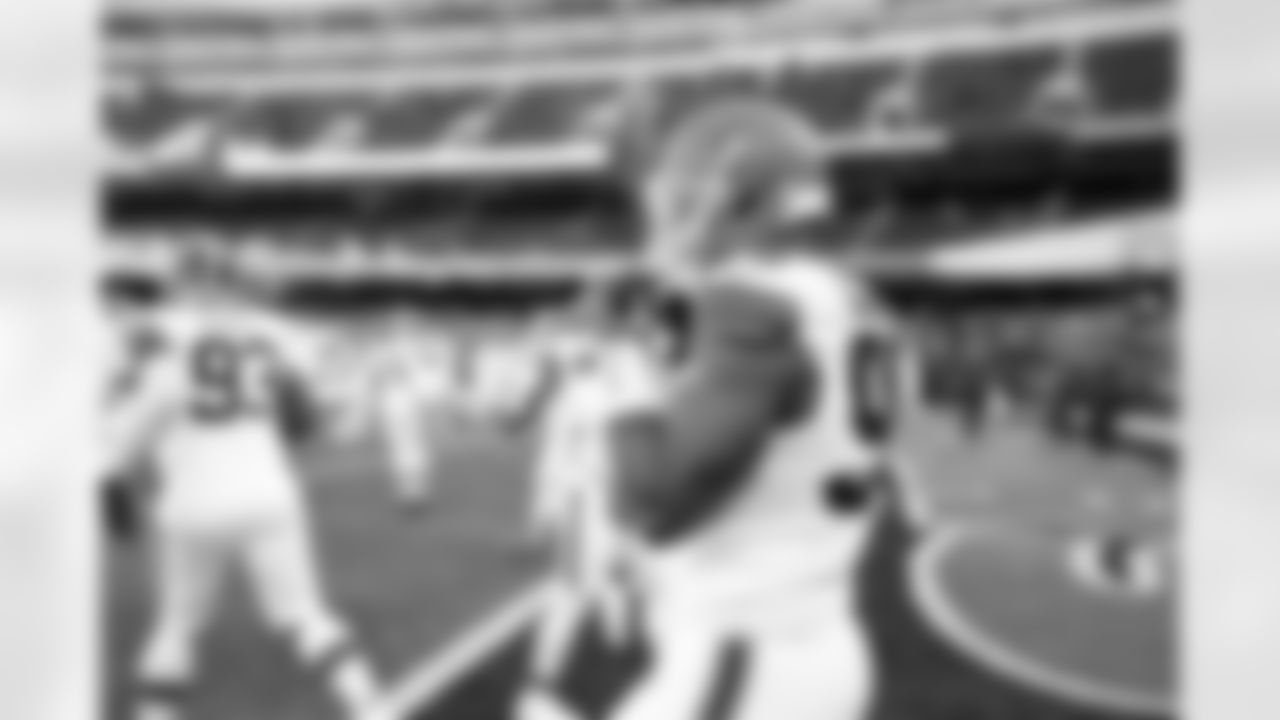 Defensive end Myles Garrett (95) before a NFL football game between the Cleveland Browns and Chicago Bears on December 14, 2025 at Soldier Field.