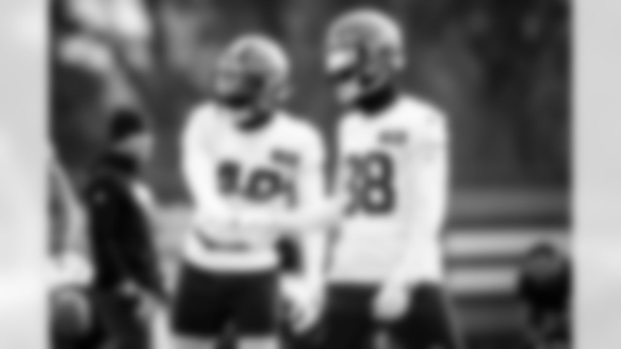 Safety Tanner McCalister (48) and Cornerback A.J. Green III (38) during practice at CrossCountry Mortgage Campus on December 14, 2023.