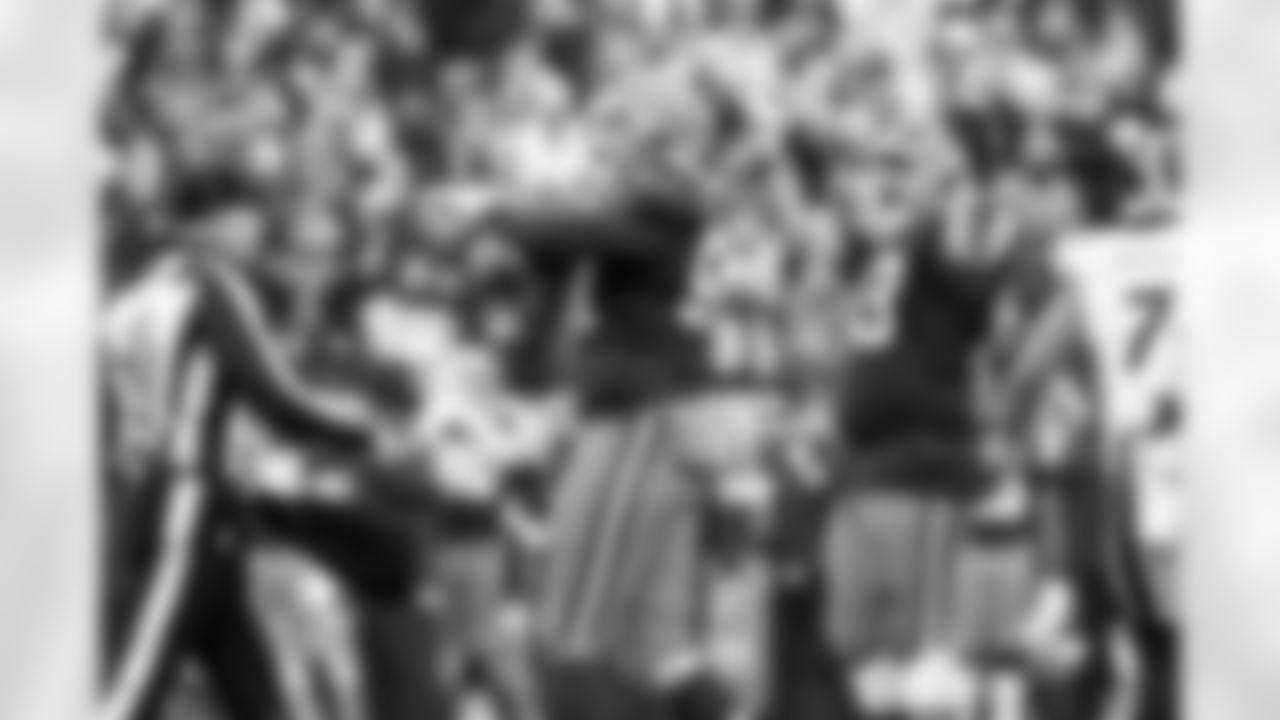 Defensive end Isaiah McGuire (57) and Defensive tackle Shelby Harris (93) during a NFL football game between the Pittsburgh Steelers and Cleveland Browns on December 28, 2025 at Huntington Bank Field.