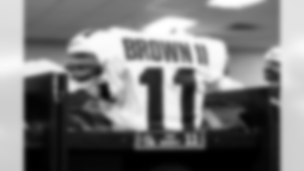 Cornerback Tony Brown II's jersey before a preseason NFL football game between the Cleveland Browns and Carolina Panthers on August 8, 2025 at Bank of America Stadium.