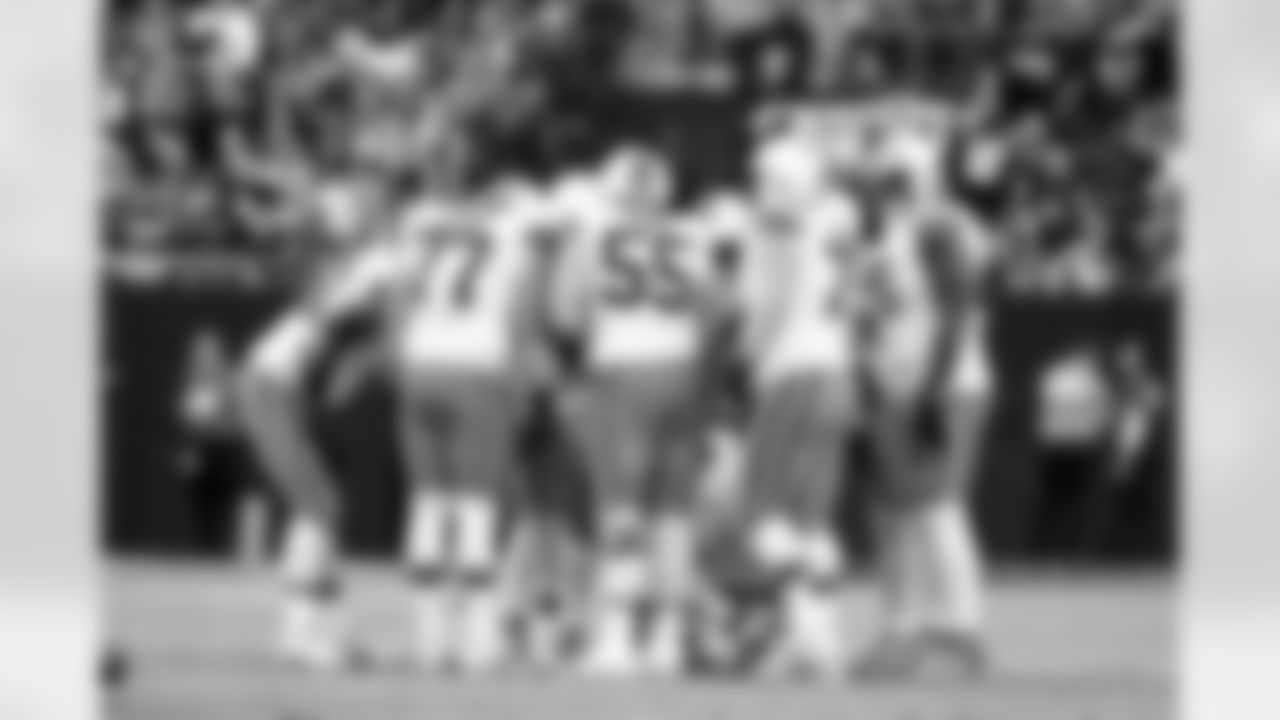 Offensive guard Wyatt Teller (77),Center Ethan Pocic (55), and Offensive guard Joel Bitonio (75) during a NFL football game between the Cleveland Browns and Las Vegas Raiders on November 23, 2025 at Allegiant Stadium.