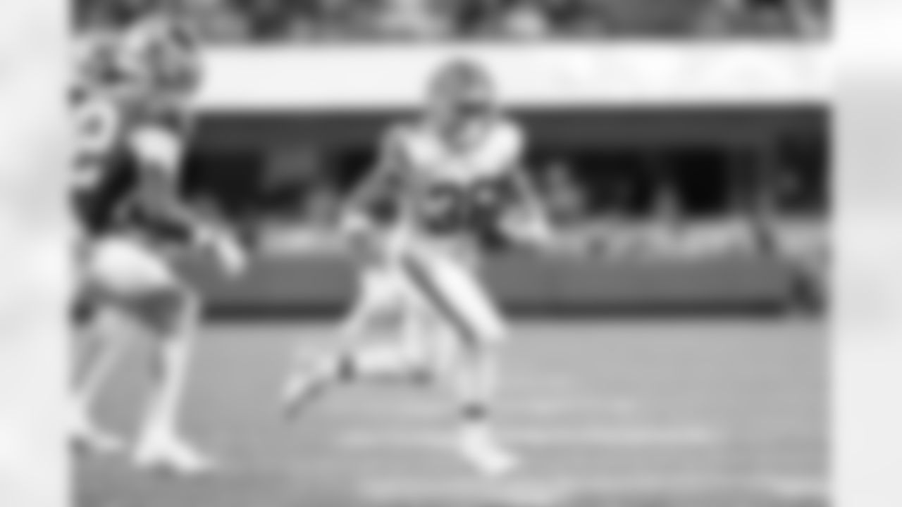 Running back Trayveon Williams (36) during a preseason NFL football game between the Cleveland Browns and Carolina Panthers on August 8, 2025 at Bank of America Stadium.