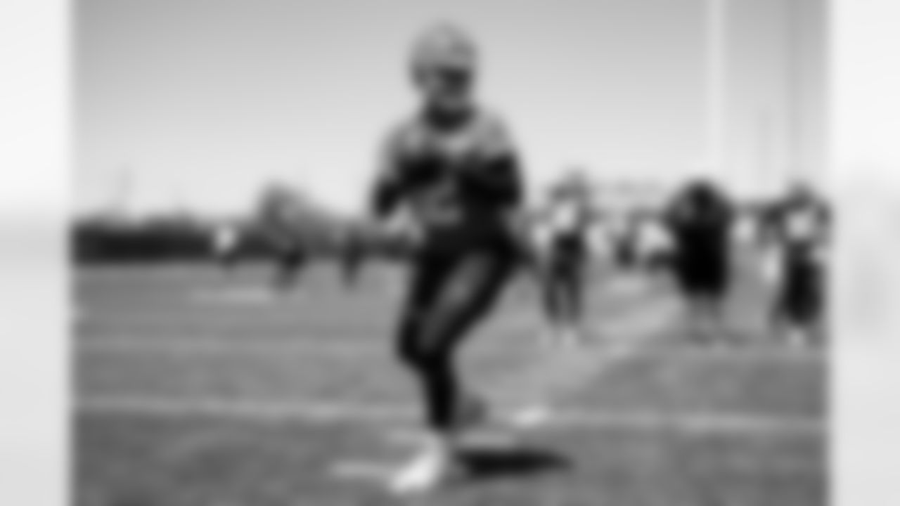 Quarterback Shedeur Sanders (12) during fieldwork on the first day of Rookie Minicamp at CrossCountry Mortgage Campus on May 9, 2025.