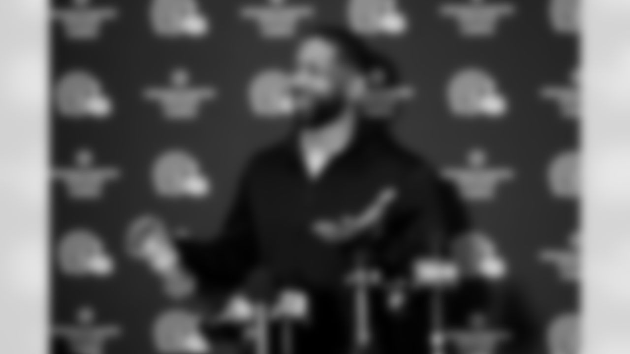 Executive Vice President of Football Operations and General Manager Andrew Berry speaks to the media after Head Coach Todd Monken's Introductory Press Conference at CrossCountry Mortgage Campus on February 3, 2026.