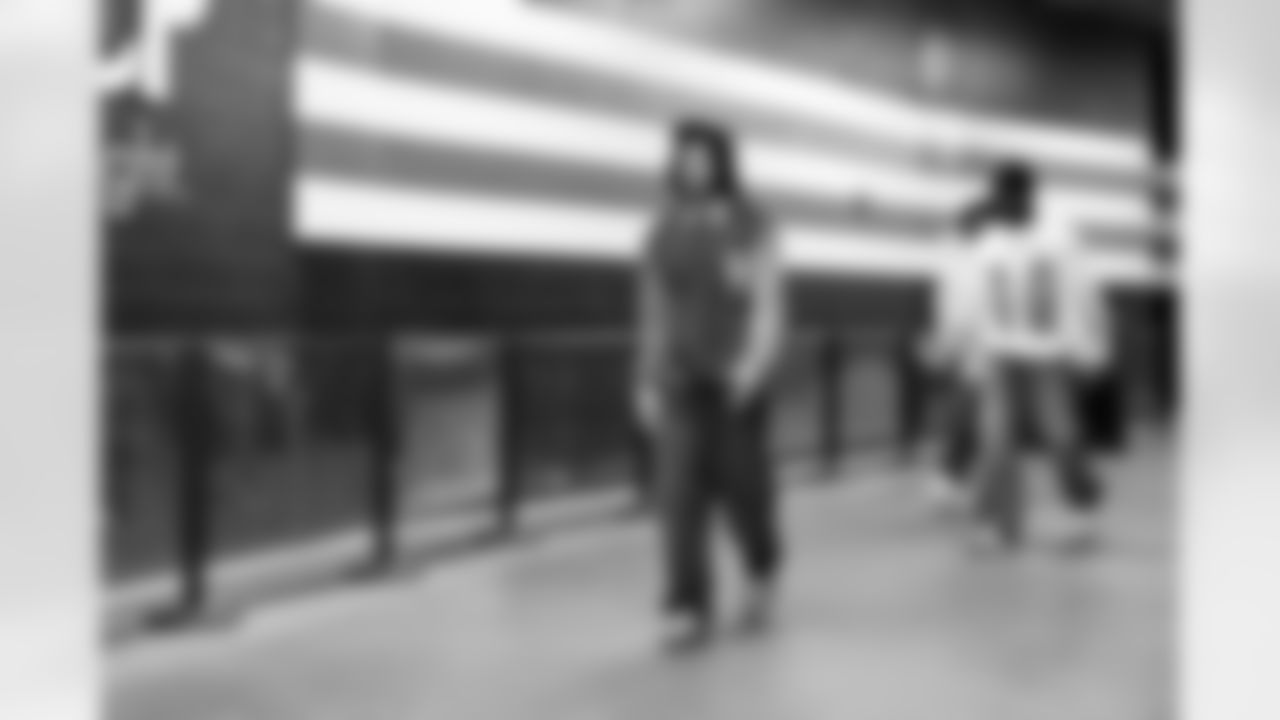 Wide receiver Gage Larvadain (84) before a NFL football game between the Tennessee Titans and Cleveland Browns on December 7, 2025 at Huntington Bank Field.