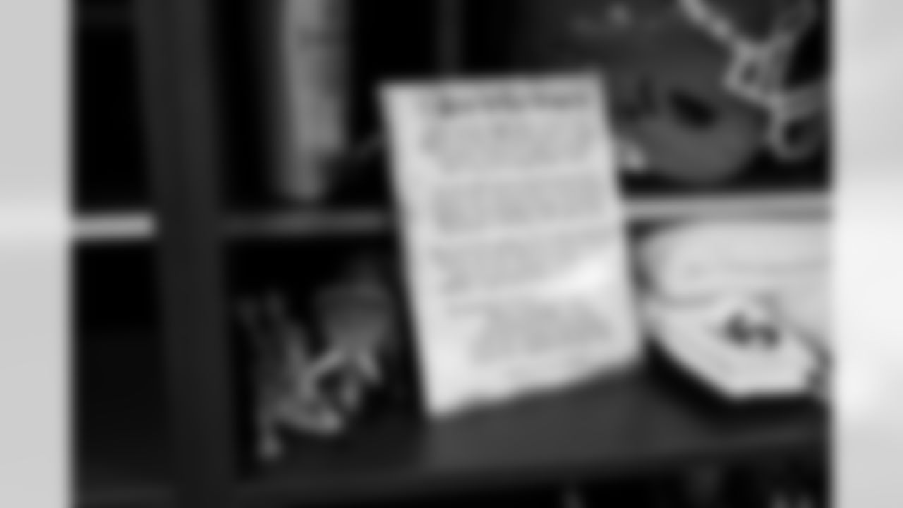 The locker room before a NFL football game between the Buffalo Bills and Cleveland Browns on December 21, 2025 at Huntington Bank Field.