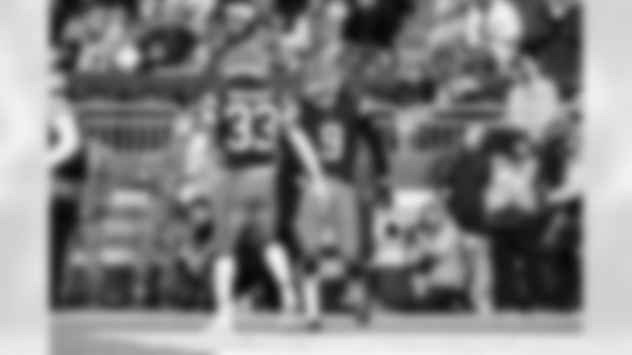 Safety Ronnie Hickman Jr. (33) and Safety Grant Delpit (9) during a NFL football game between the Baltimore Ravens and Cleveland Browns on November 16, 2025 at Huntington Bank Field.