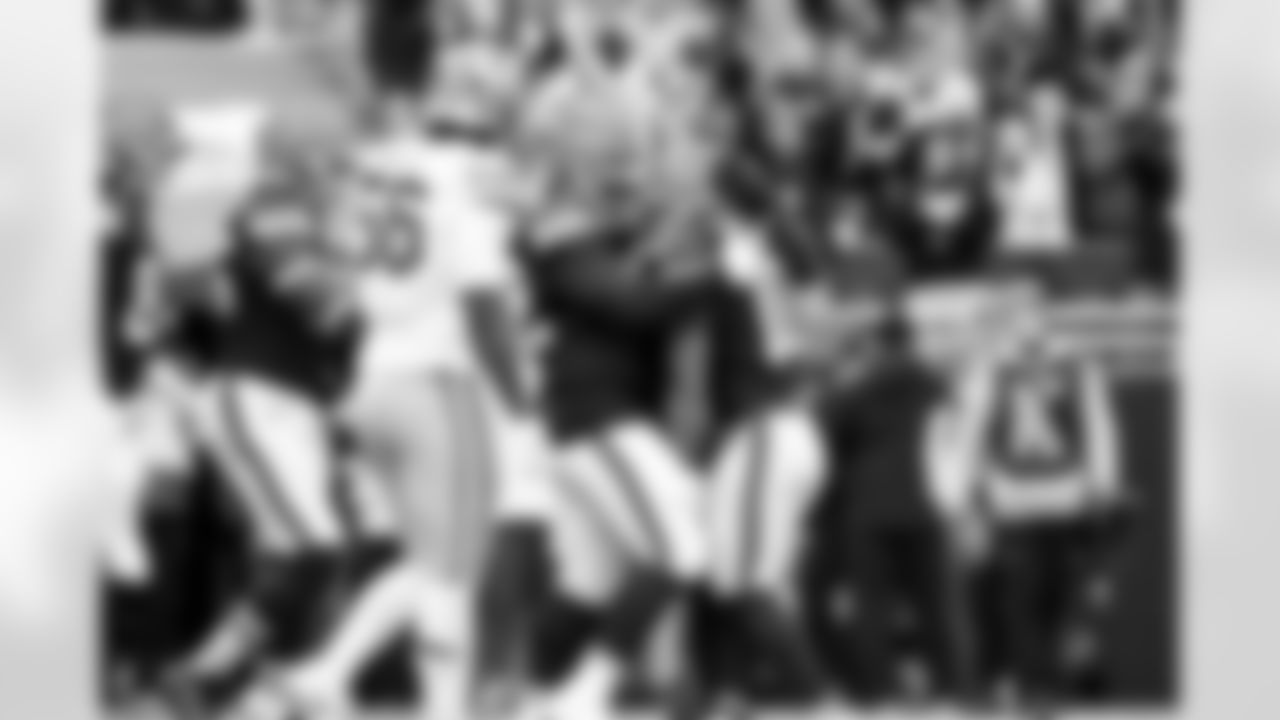 Offensive tackle KT Leveston (72) and Running back Quinshon Judkins (10) during a NFL football game between the San Francisco 49ers and Cleveland Browns on November 30, 2025 at Huntington Bank Field.