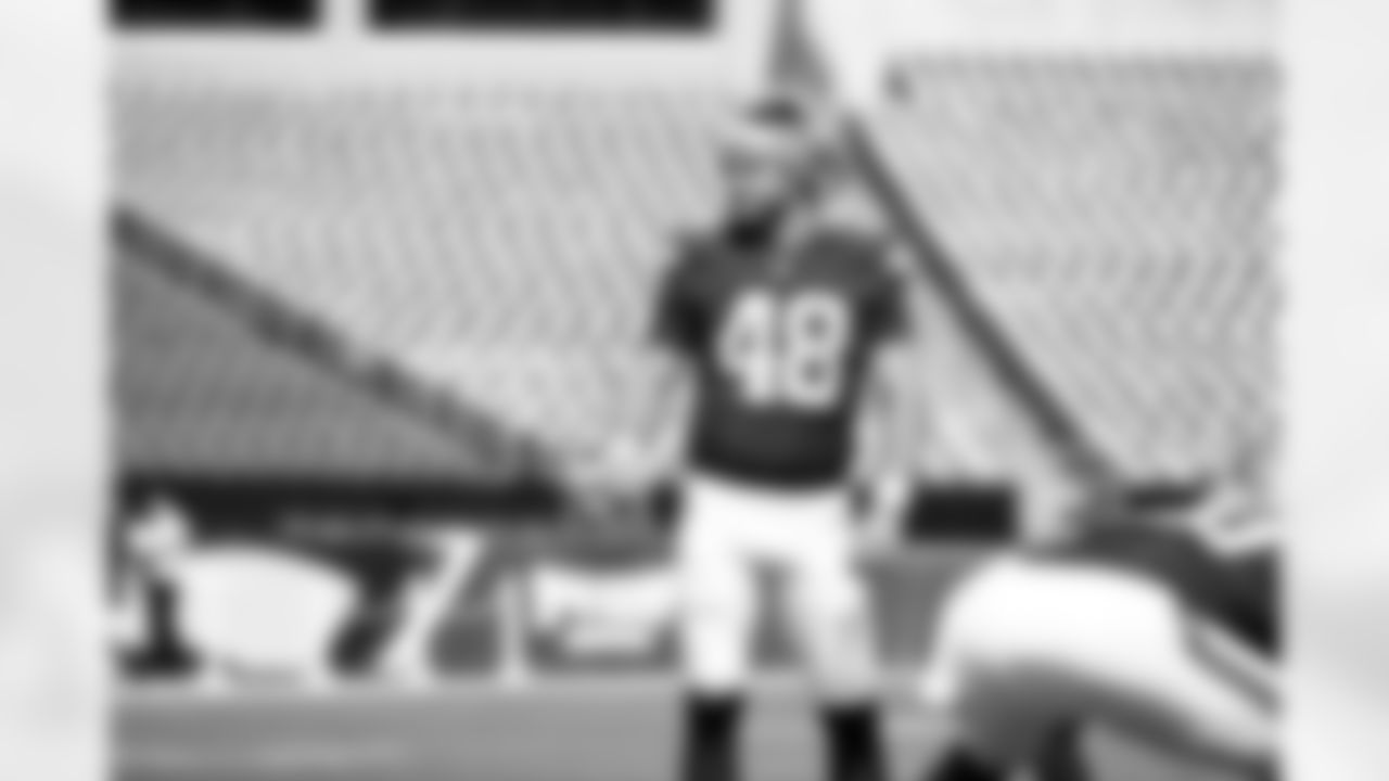 Long snapper Brent Matiscik (48) before a preseason NFL football game between the Cleveland Browns and Philadelphia Eagles on August 16, 2025 at Lincoln Financial Field.