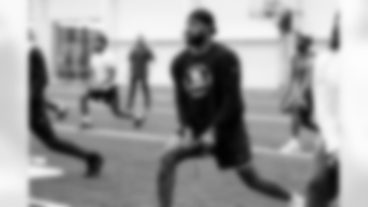 Cornerback Chigozie Anusiem (35) during a workout in Phase II of the offseason at CrossCountry Mortgage Campus on May 7, 2025.