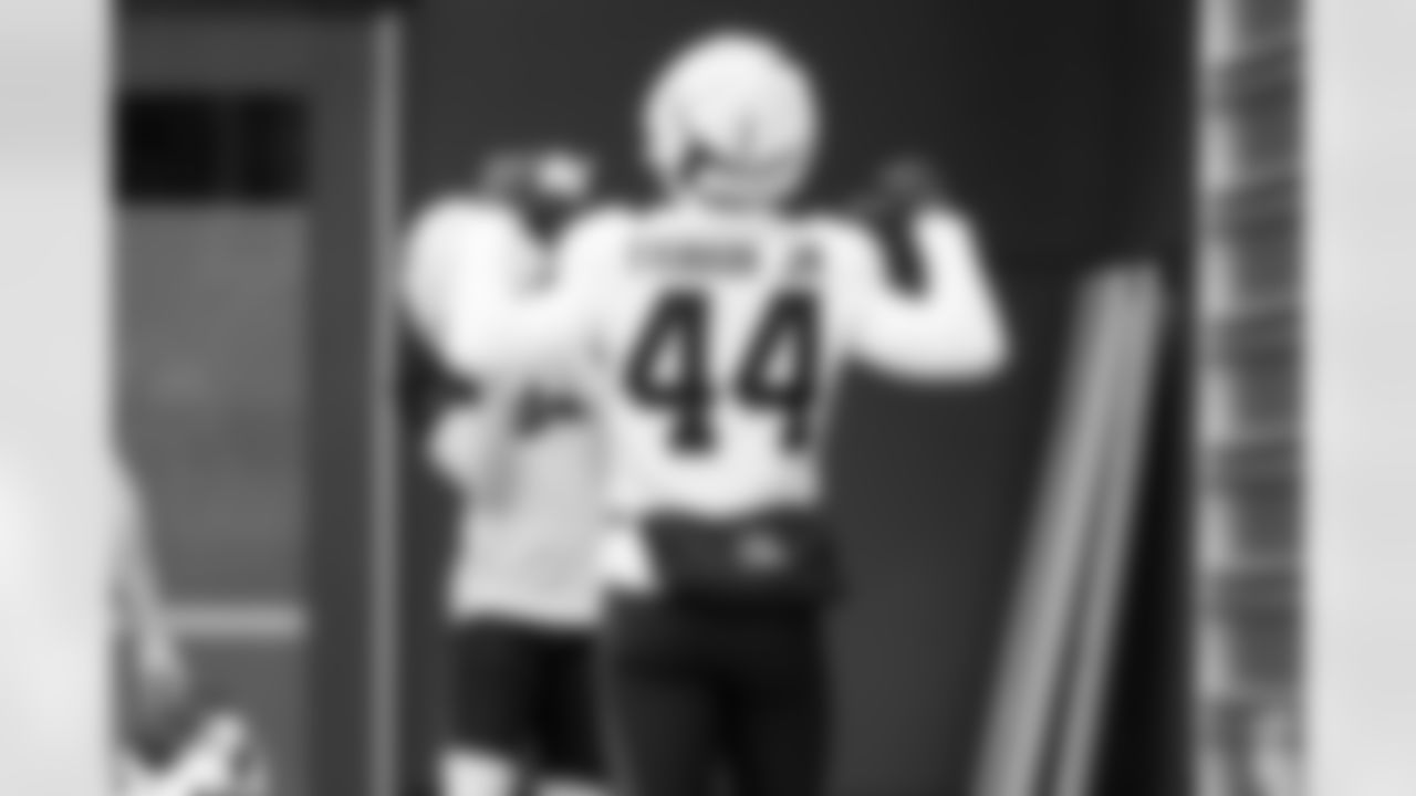 Tight end Harold Fannin Jr. (44) during practice at CrossCountry Mortgage Campus on November 19, 2025.