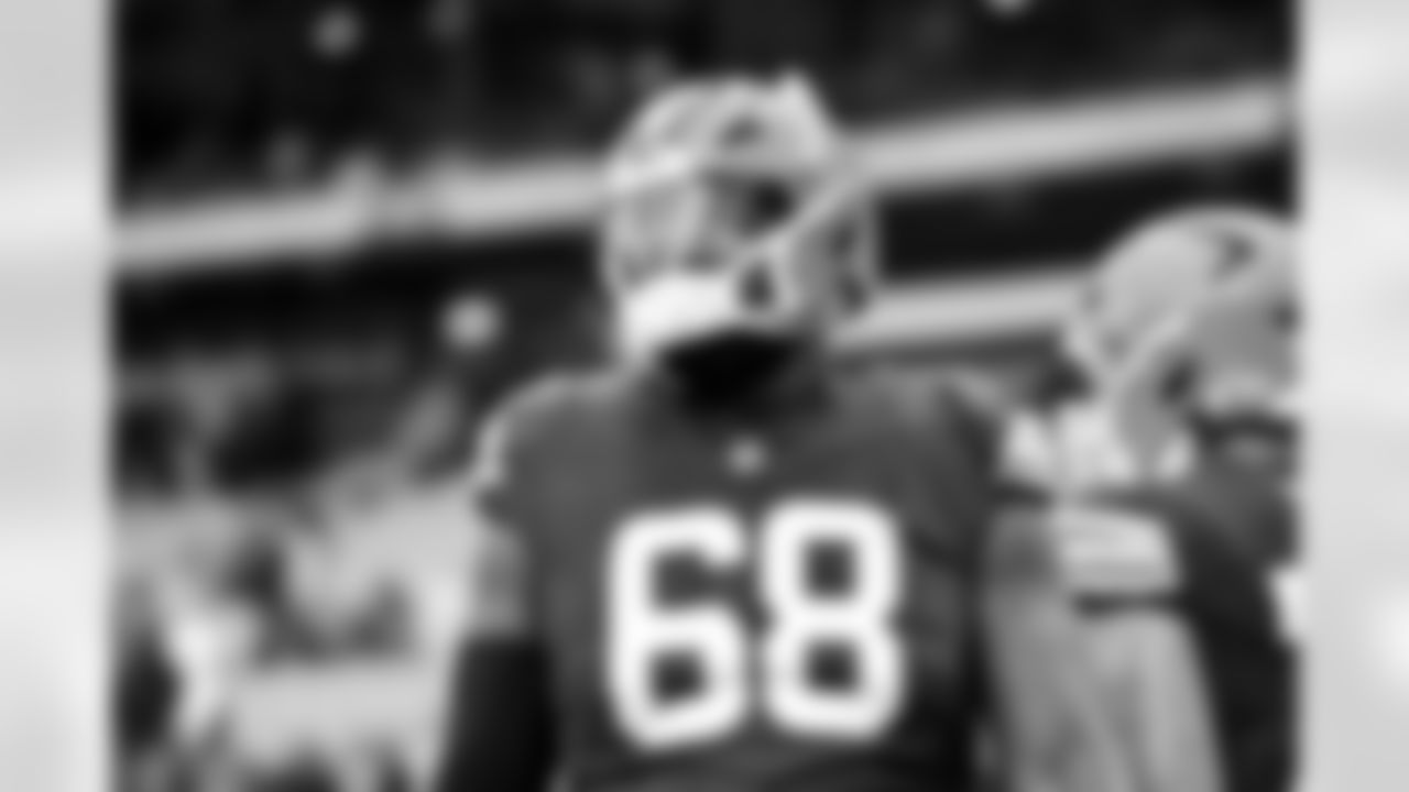 Offensive tackle Cam Robinson (68) before a NFL football game between the Baltimore Ravens and Cleveland Browns on November 16, 2025 at Huntington Bank Field.