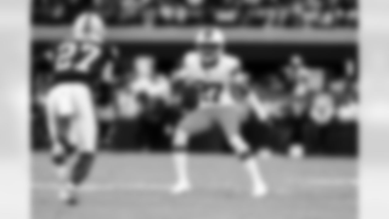 Cornerback Sam Webb (27) during a NFL football game between the Cleveland Browns and Las Vegas Raiders on November 23, 2025 at Allegiant Stadium.