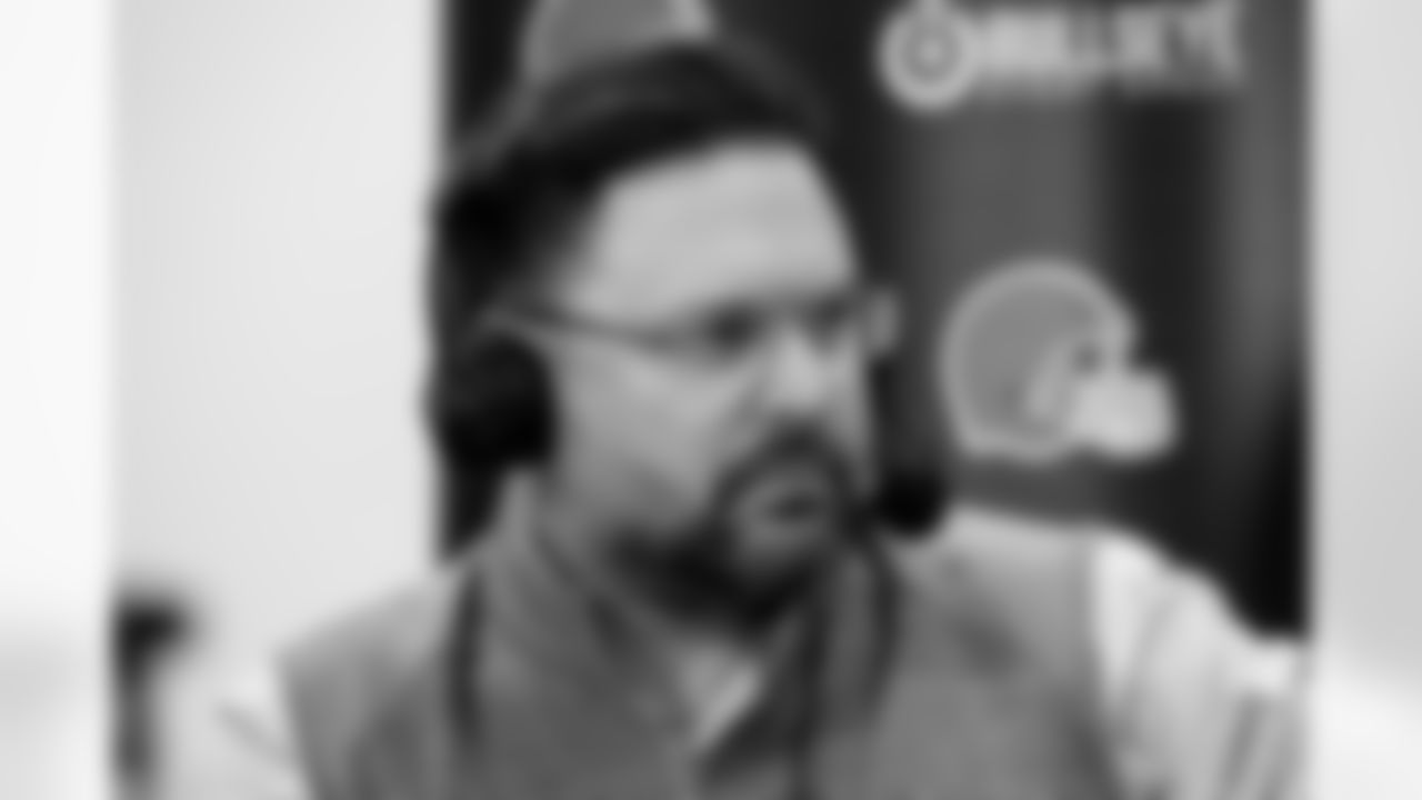 Media Broadcaster Beau Bishop on Cleveland Browns Daily on location at the 2026 NFL Combine on February 25, 2026 in Indianapolis, Indiana.