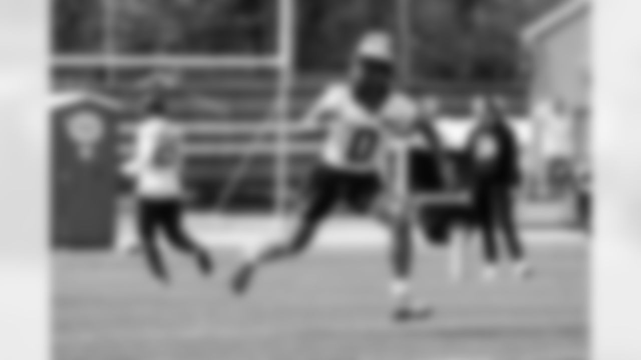 Cornerback Greg Newsome II (0) during fieldwork in Phase II of the offseason at CrossCountry Mortgage Campus on May 12, 2025.