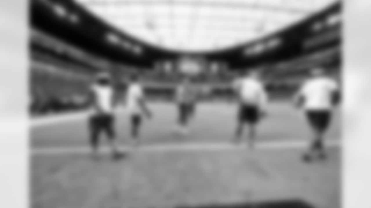 Wide receiver Gage Larvadain (84), Wide receiver Isaiah Bond (16), Wide receiver Jerry Jeudy (3), Wide receiver, Wide receiver Cedric Tillman (19), and Malachi Corley (83),before a NFL football game between the Cleveland Browns and Las Vegas Raiders on November 23, 2025 at Allegiant Stadium.