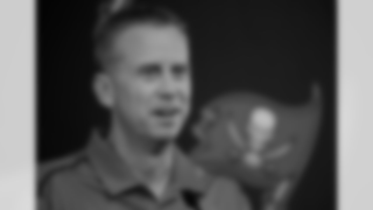 New Tampa Bay Buccaneers offensive coordinator Todd Monken during a news conference at the team's training facility Thursday, Jan. 28, 2016, in Tampa, Fla. Monken will also be the wide receivers coach. He was formerly the head coach at the University of Southern Miss. (AP Photo/Chris O'Meara)