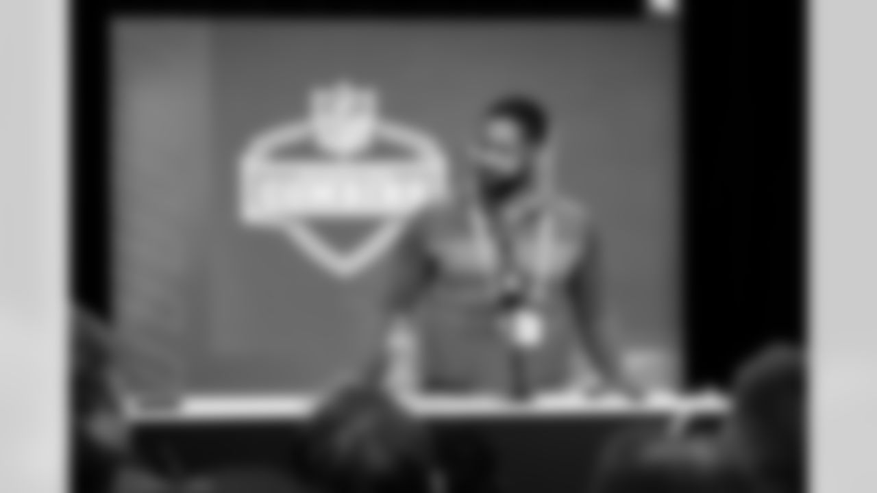 Executive Vice President of Football Operations and General Manager Andrew Berry speaks to the media at the 2026 NFL Combine on February 24, 2026 in Indianapolis, Indiana.