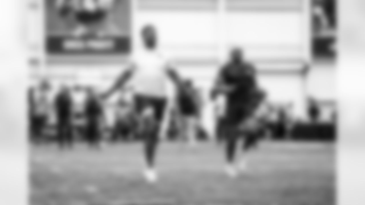 Quarterback Jameis Winston (5) during a workout in Phase I of the offseason at CrossCountry Mortgage Campus on April 23, 2024.
