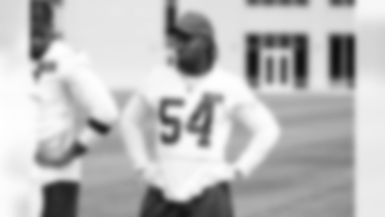 Defensive end Ogbo Okoronkwo (54) during fieldwork in Phase II of the offseason at CrossCountry Mortgage Campus on May 12, 2025.