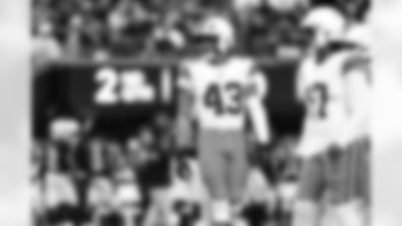 Linebacker Mohamoud Diabate (43) and Linebacker Jerome Baker (17) during a NFL football game between the Cleveland Browns and Las Vegas Raiders on November 23, 2025 at Allegiant Stadium.