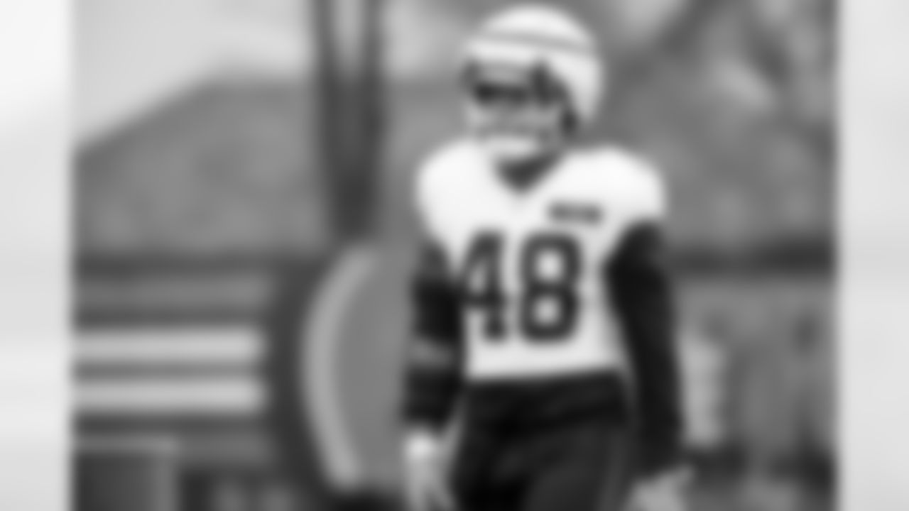 Linebacker Cameron McGrone (48) during practice at CrossCountry Mortgage Campus on November 12, 2025.