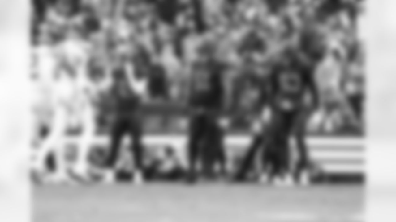 Linebacker Carson Schwesinger (49), Defensive tackle Mike Hall Jr. (51), and Linebacker Mohamoud Diabate (43) during a NFL football game between the Tennessee Titans and Cleveland Browns on December 7, 2025 at Huntington Bank Field.