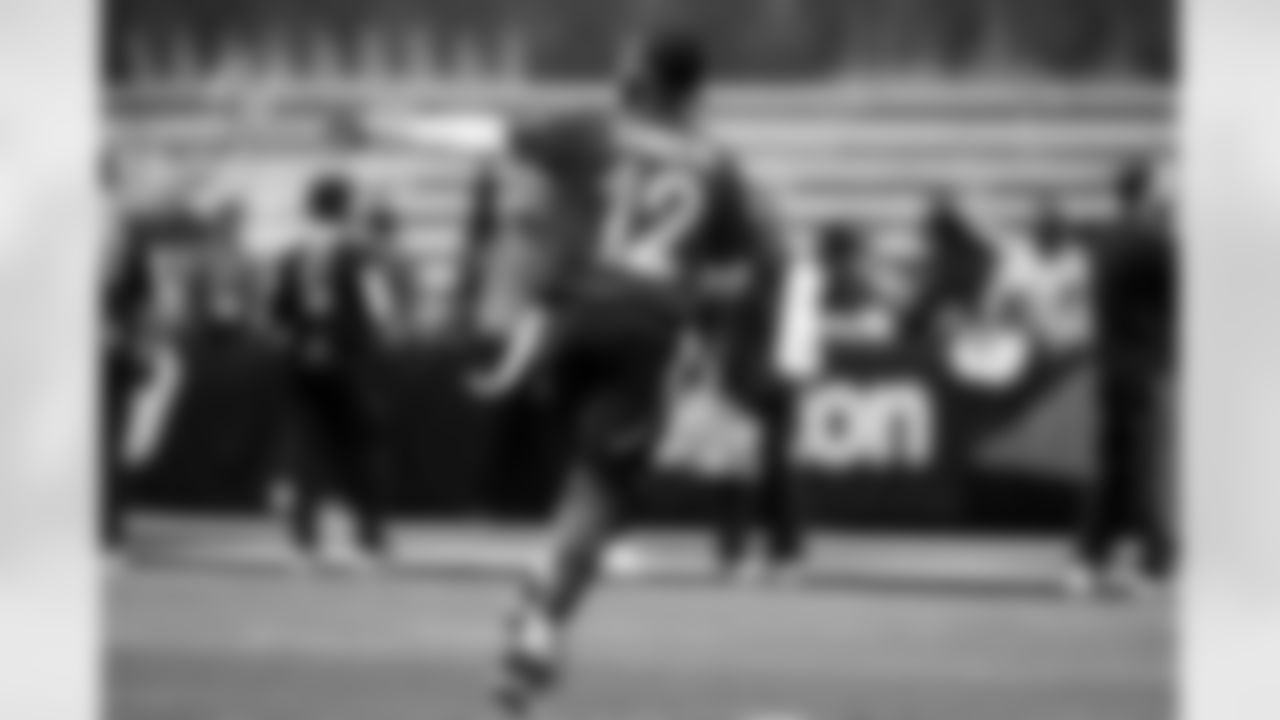 Quarterback Shedeur Sanders (12) during the first AFC Pro Bowl Practice at the Moscone Center in San Francisco on February 1, 2026.