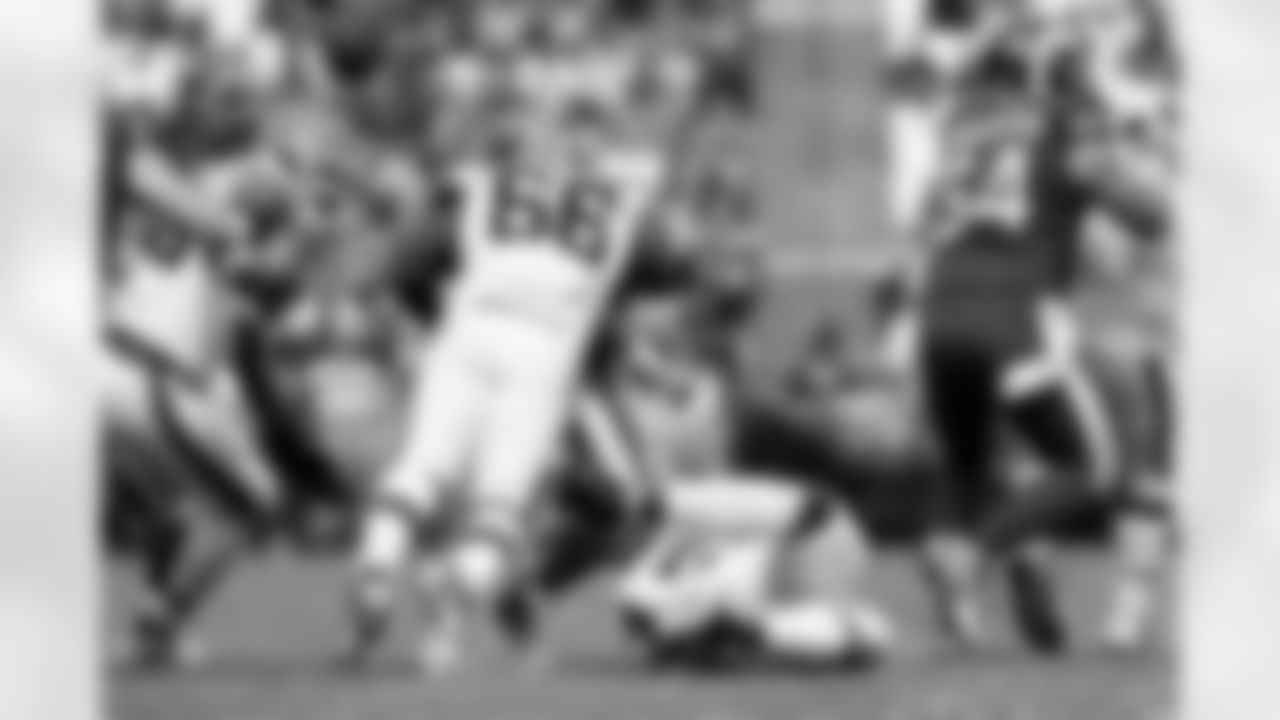 Defensive lineman Adin Huntington (66) during a preseason NFL football game between the Los Angeles Rams and Cleveland Browns on August 23, 2025 at Huntington Bank Field. The Browns won 19-17.