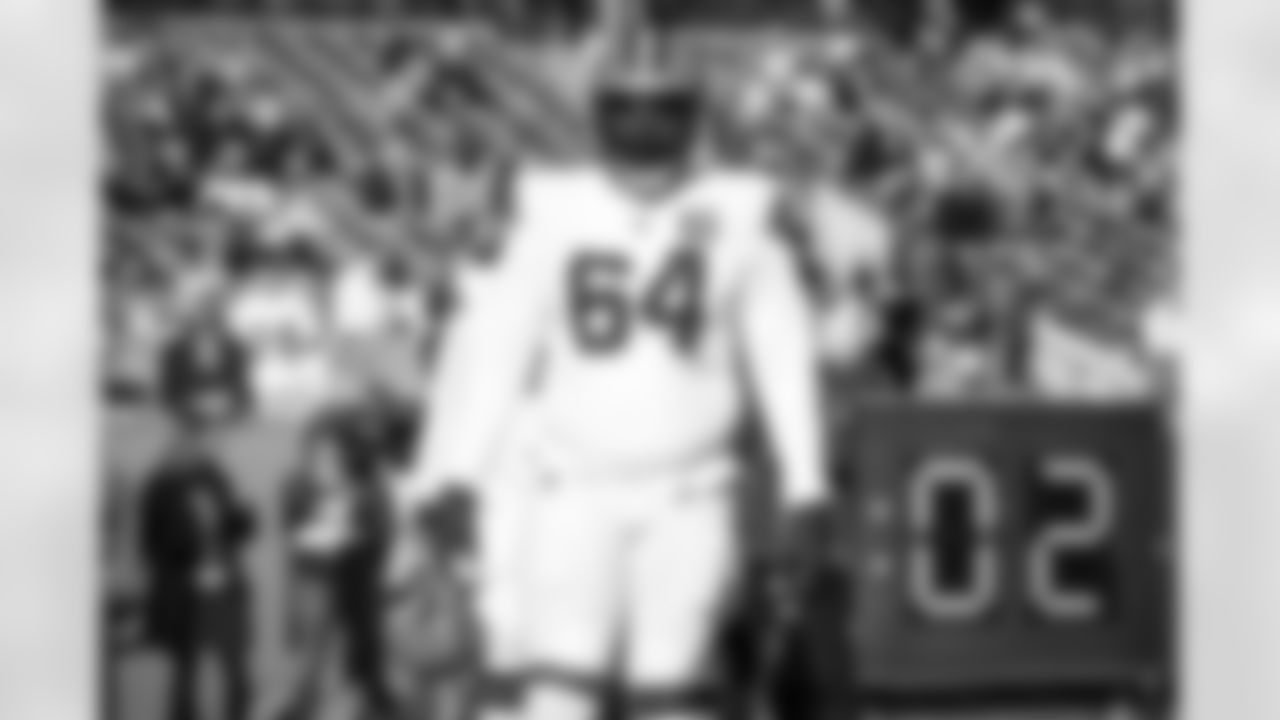 Offensive tackle Geron Christian (64) before a NFL football game between the Cleveland Browns and Denver Broncos on November 26, 2023 at Empower Field at Mile High.