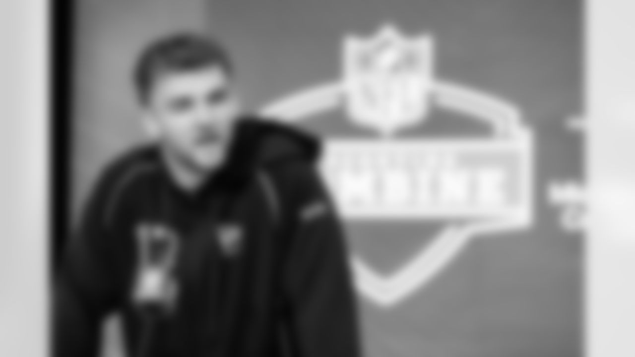 Tight end Max Klare, Ohio State, speaks to the media at the 2026 NFL Combine on February 26, 2026 in Indianapolis, Indiana.