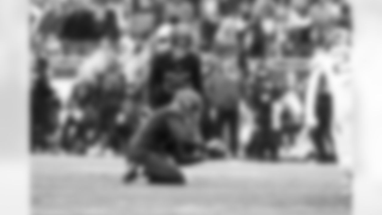 Kicker Andre Szmyt (25) and Punter Corey Bojorquez (13) during a NFL football game between the Tennessee Titans and Cleveland Browns on December 7, 2025 at Huntington Bank Field.