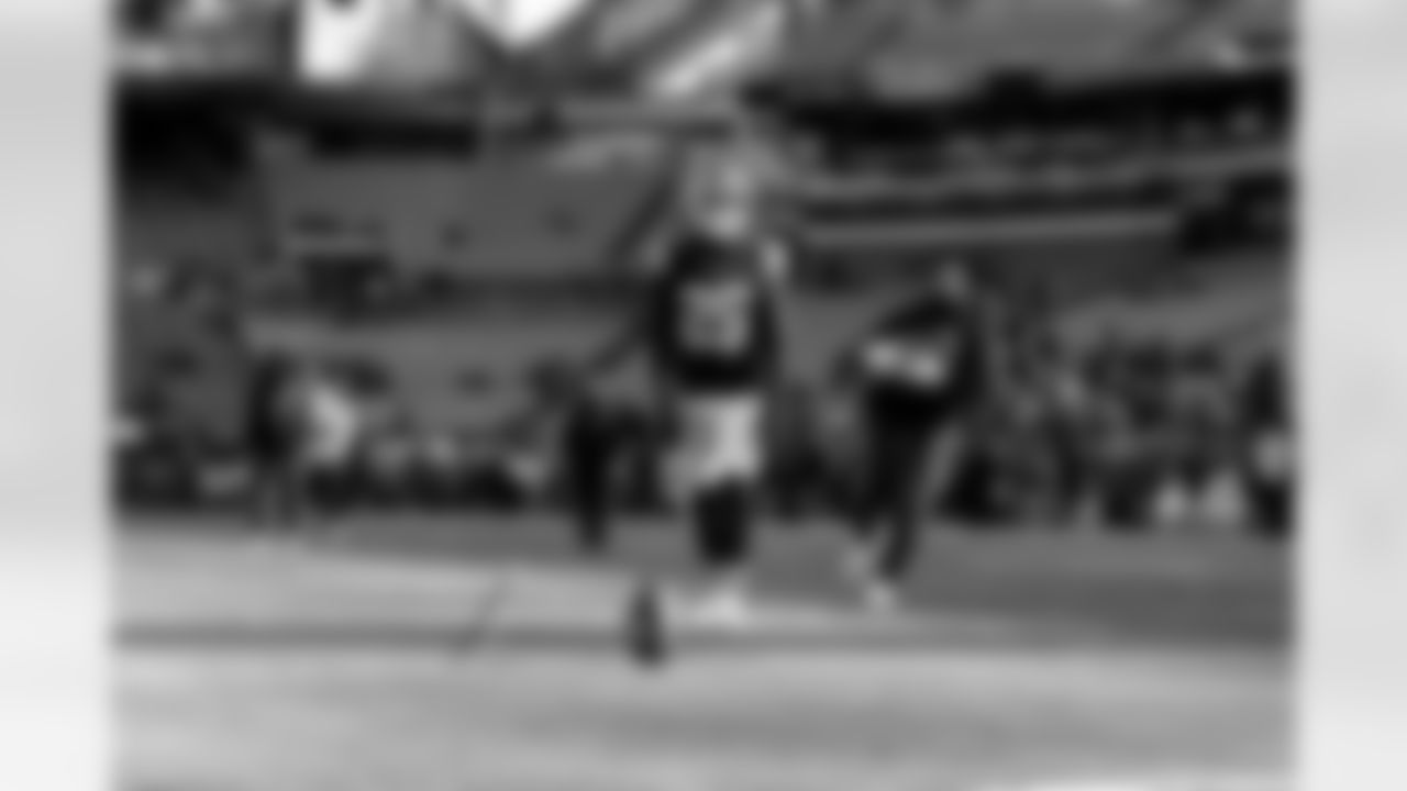 Kicker Andre Szmyt (25) before a NFL football game between the Buffalo Bills and Cleveland Browns on December 21, 2025 at Huntington Bank Field.