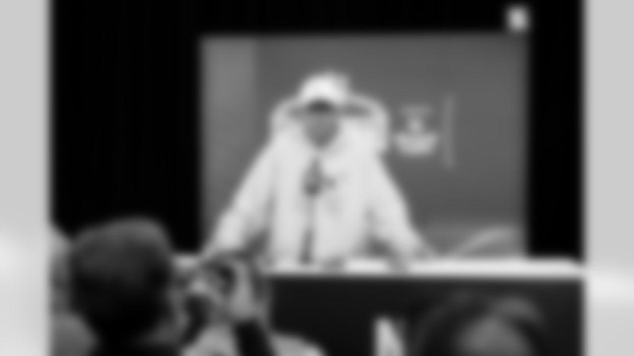 Head Coach Todd Monken speaks to the media at the 2026 NFL Combine on February 25, 2026 in Indianapolis, Indiana.