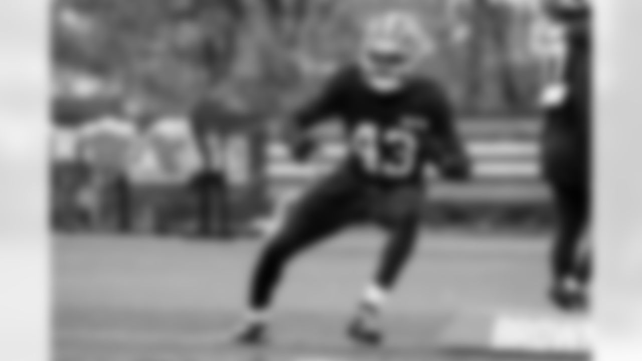 Linebacker Mohamoud Diabate (43) during practice at CrossCountry Mortgage Campus on October 22, 2025.