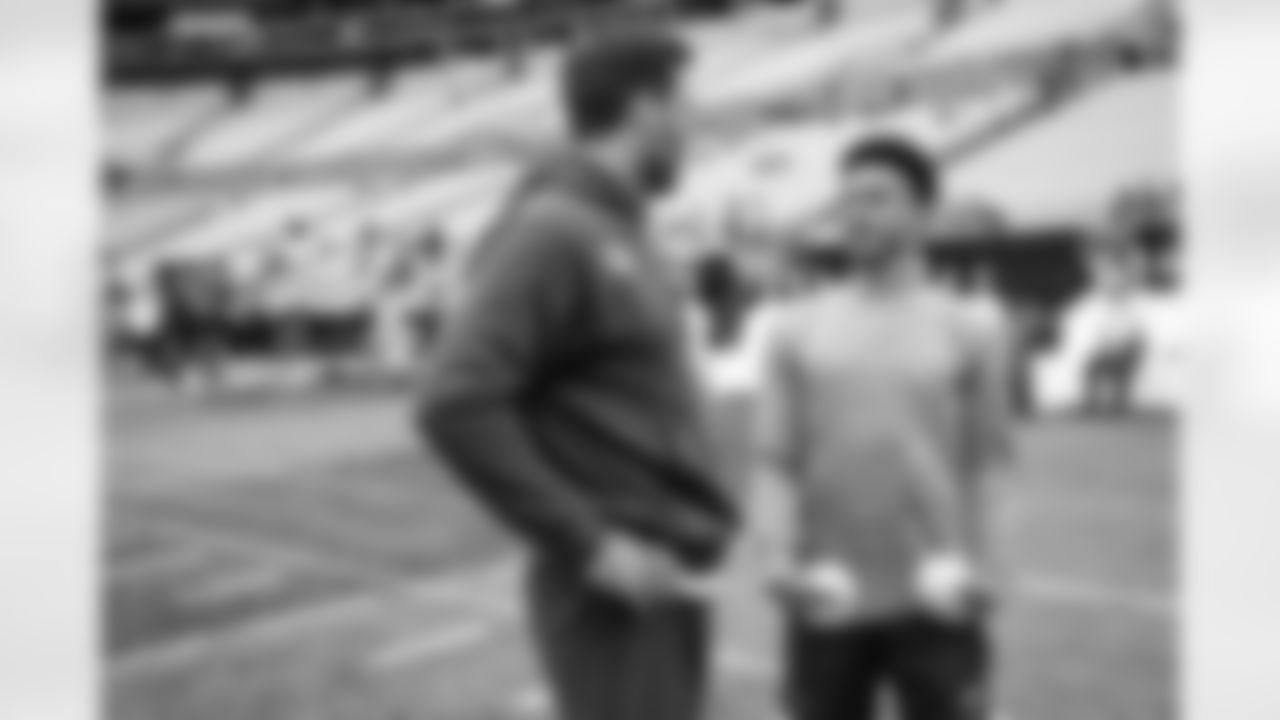 Quarterback Joe Flacco (15) and Carolina Panthers quarterback Bryce Young (9) before a preseason NFL football game between the Cleveland Browns and Carolina Panthers on August 8, 2025 at Bank of America Stadium.