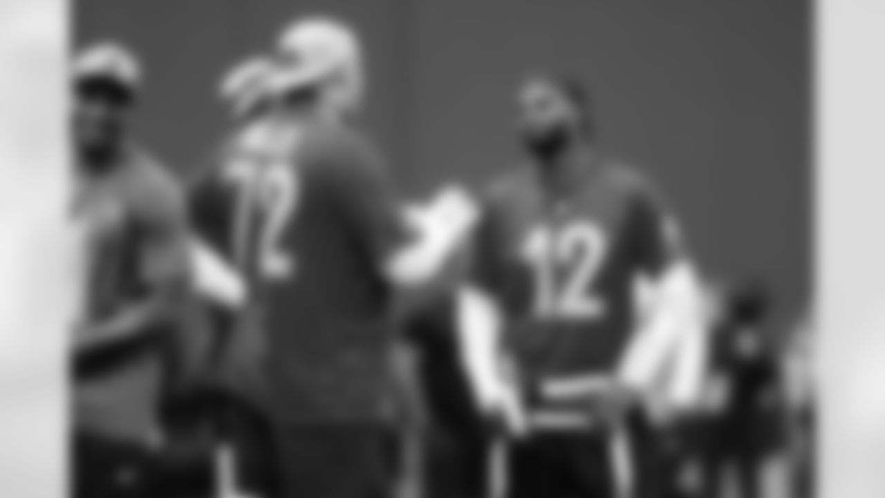 and Quarterback Shedeur Sanders (12) during the first AFC Pro Bowl Practice at the Moscone Center in San Francisco on February 1, 2026.