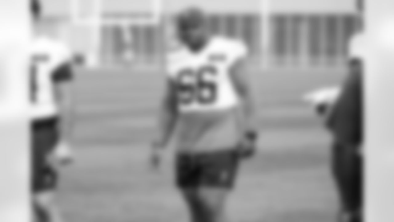 Defensive lineman Adin Huntington (66) during fieldwork in Phase II of the offseason at CrossCountry Mortgage Campus on May 12, 2025.
