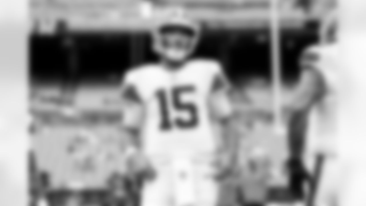 Quarterback Joe Flacco (15) before a preseason NFL football game between the Los Angeles Rams and Cleveland Browns on August 23, 2025 at Huntington Bank Field.