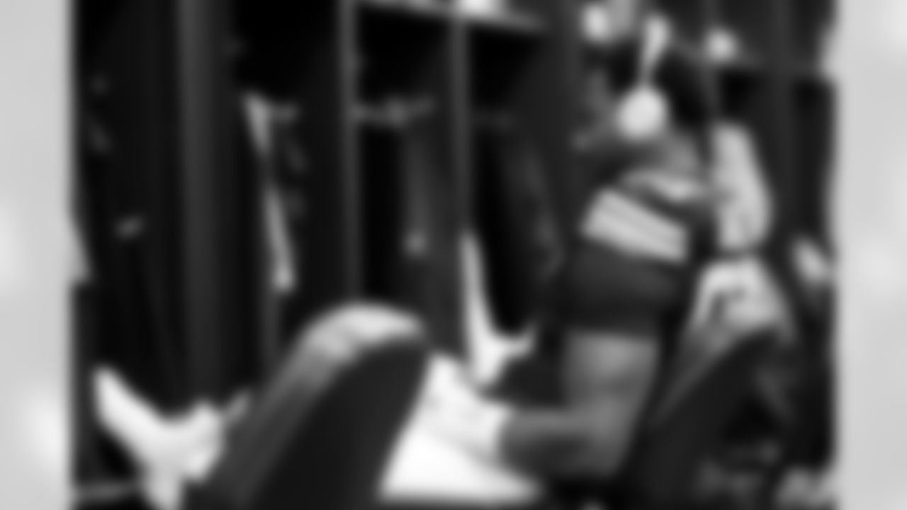 Defensive end Myles Garrett (95) before a NFL football game between the Buffalo Bills and Cleveland Browns on December 21, 2025 at Huntington Bank Field.