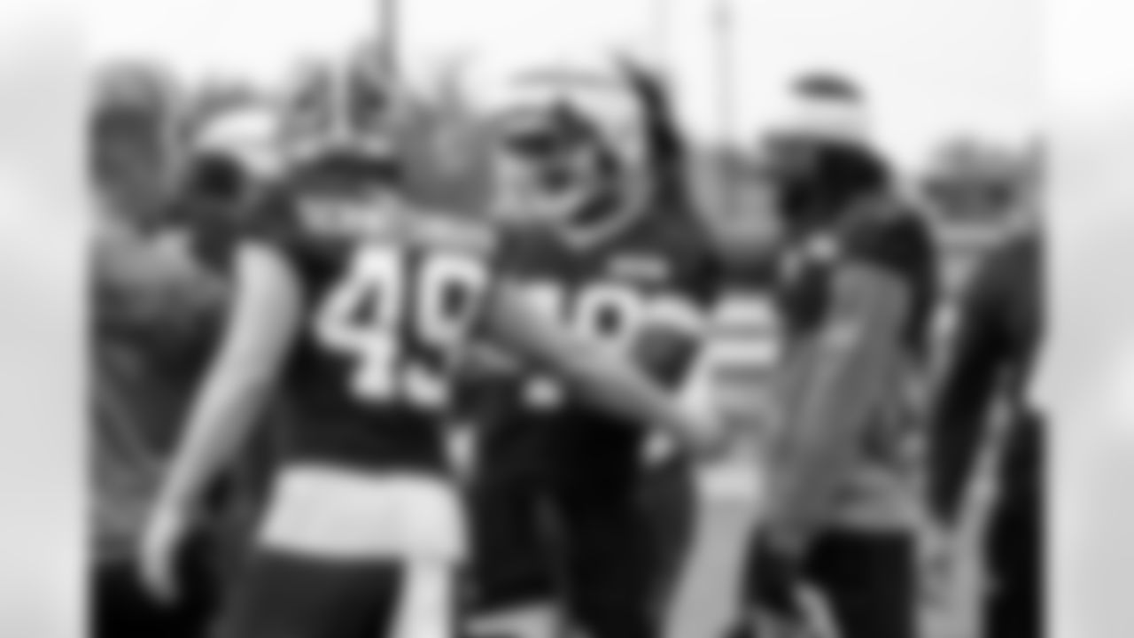 Linebacker Carson Schwesinger (49), Linebacker Charlie Thomas III (48) and Safety Grant Delpit (9) during Day 17 of Training Camp at CrossCountry Mortgage Campus on August 21, 2025.