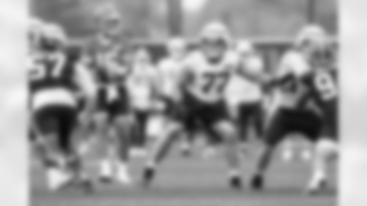 Offensive guard Wyatt Teller (77) during Day 17 of Training Camp at CrossCountry Mortgage Campus on August 21, 2025.