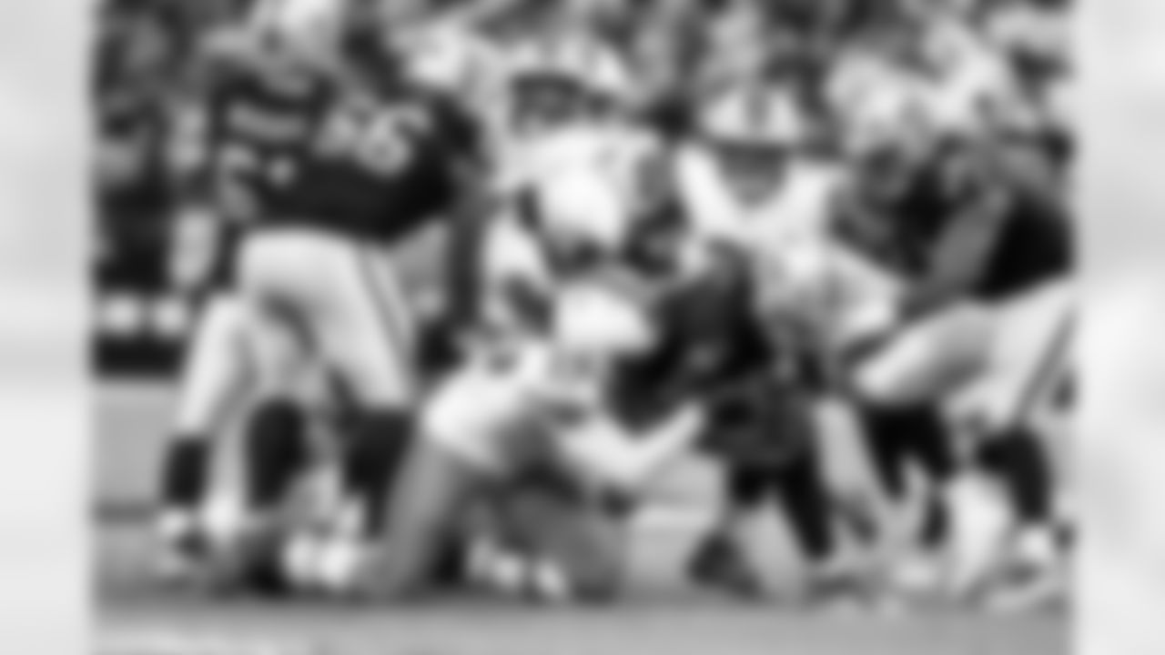 Defensive end Isaiah McGuire (57) during a NFL football game between the Cleveland Browns and Las Vegas Raiders on November 23, 2025 at Allegiant Stadium.