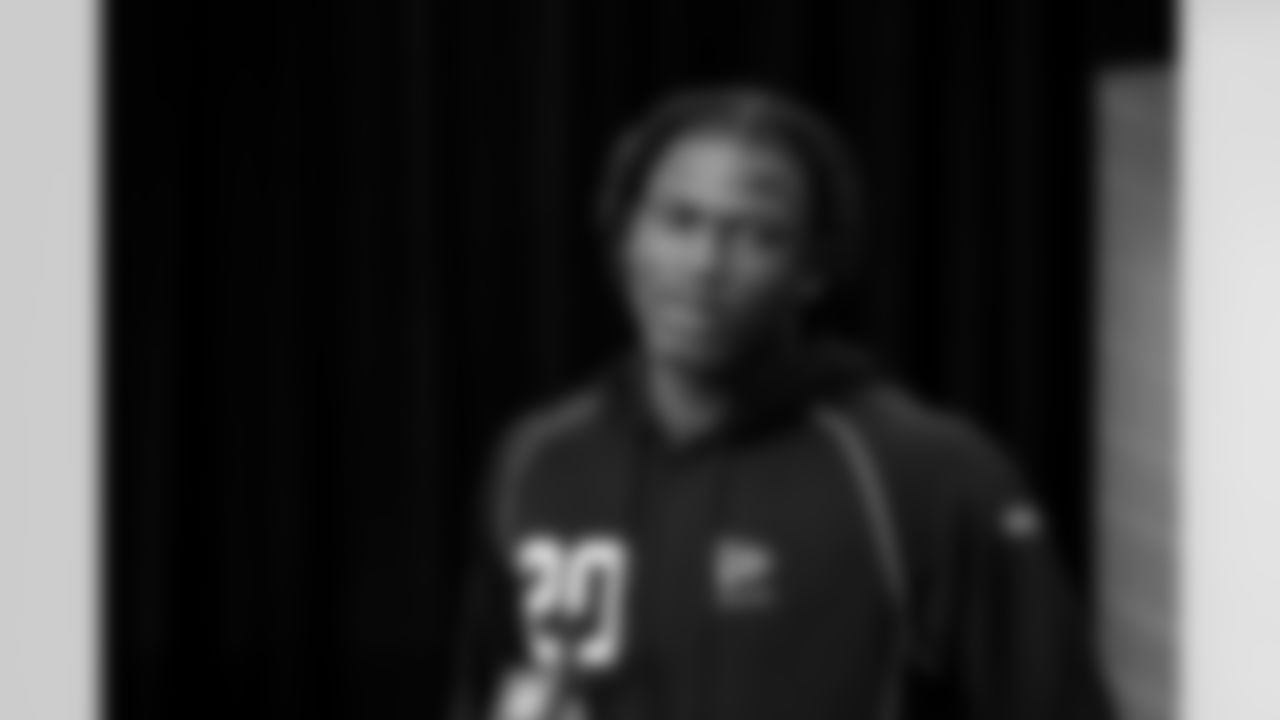 Linebacker Arvell Reese, Ohio State, speaks to the media at the 2026 NFL Combine on February 25, 2026 in Indianapolis, Indiana.