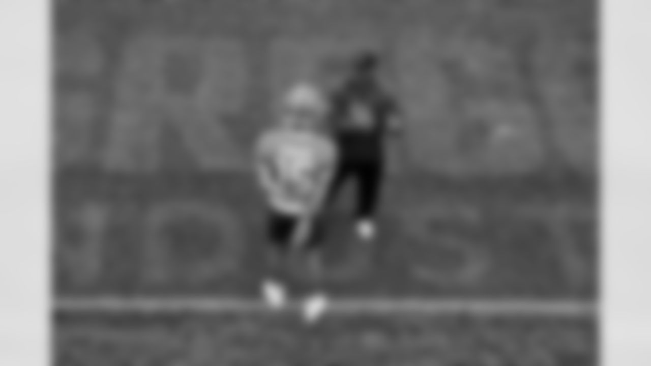 Quarterback Joe Flacco (15) and Running Backs Coach Duce Staley during Day 17 of Training Camp at CrossCountry Mortgage Campus on August 21, 2025.