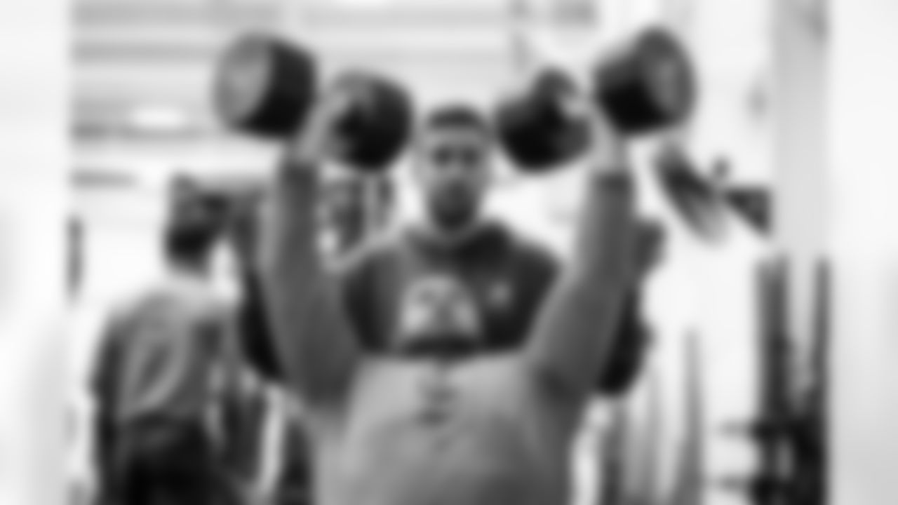 Offensive tackle Michael Dunn (68) during a workout in Phase II of the offseason at CrossCountry Mortgage Campus on April 29, 2024.