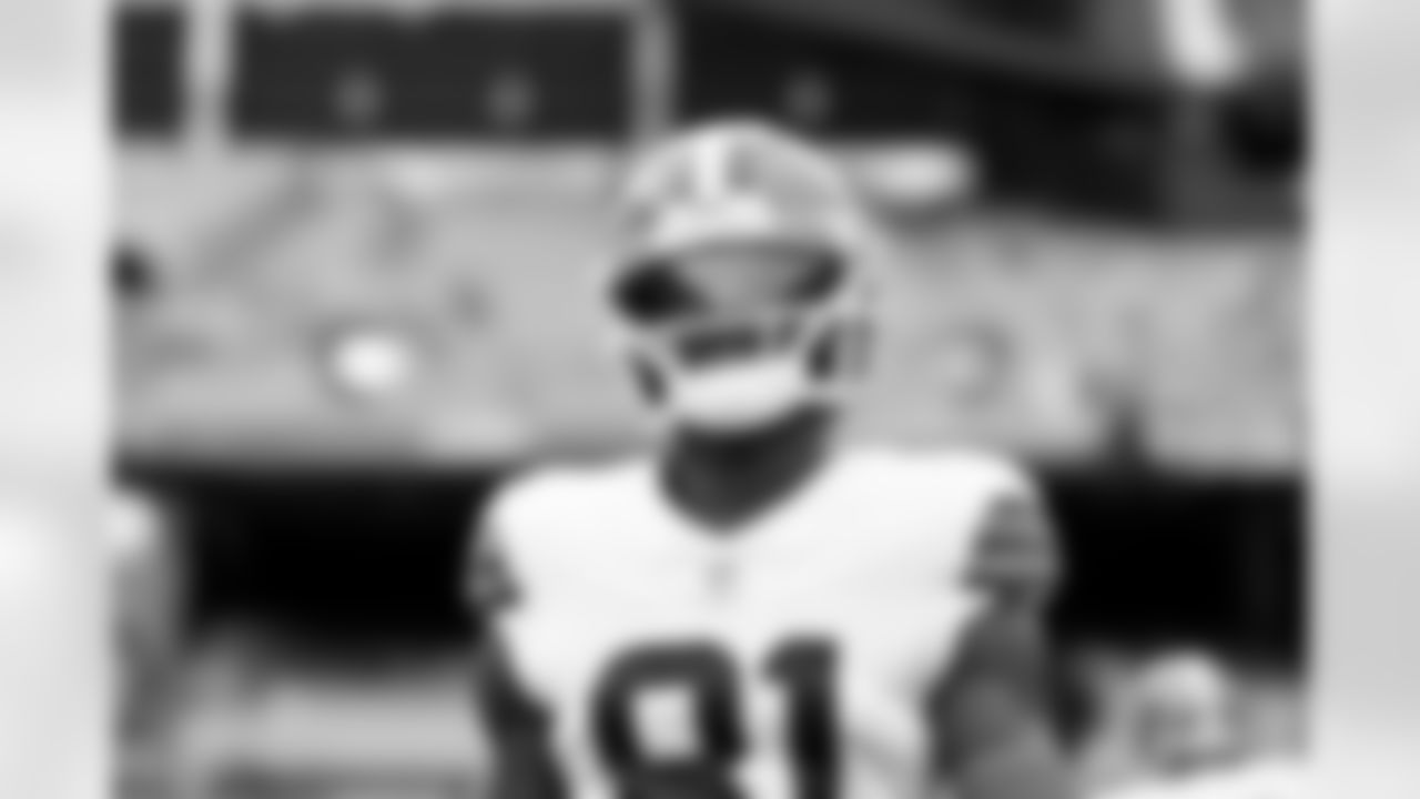 Wide receiver Isaiah Bond (81) before a preseason NFL football game between the Los Angeles Rams and Cleveland Browns on August 23, 2025 at Huntington Bank Field.
